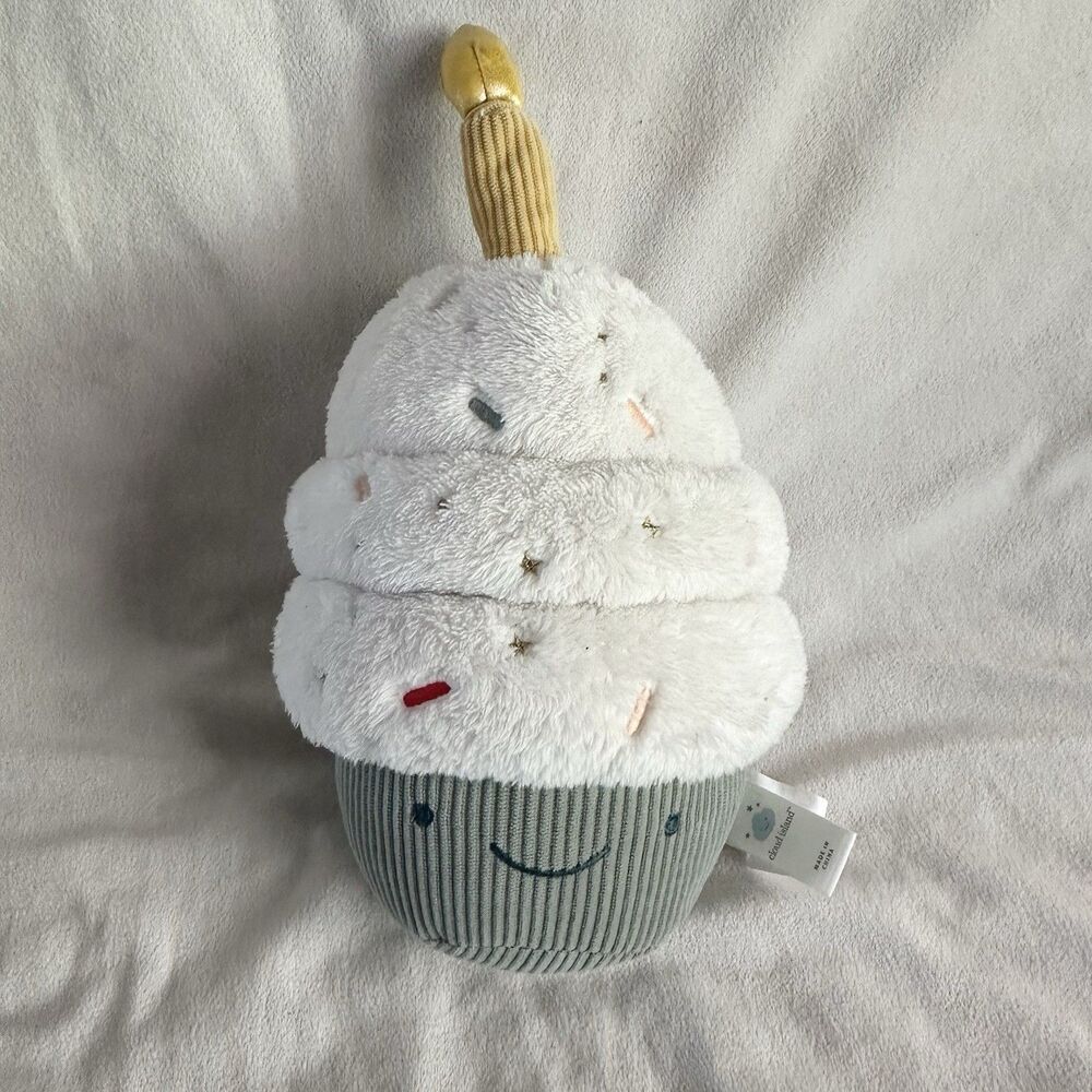Target Cloud Island Green Birthday Cupcake Plush Candle 10” Smile Gift